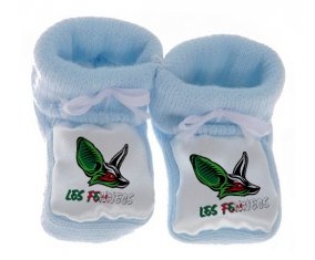Chausson bébé Les fennecs algérie football de couleur Bleu