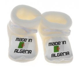 Chausson bébé Made in algeria design 1 de couleur Blanc