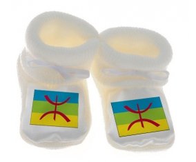 Chausson bébé Drapeau Amazigh de couleur Blanc