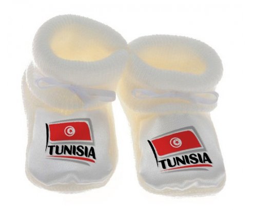Chausson bébé Flag Tunisia design 1 de couleur Blanc