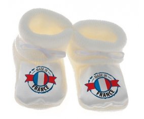 Chausson bébé Made in France design 1 de couleur Blanc