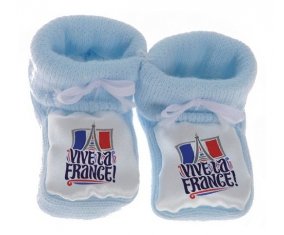 Chausson bébé Vive la France de couleur Bleu