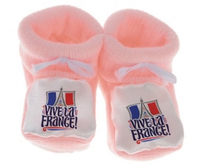Chausson bébé Vive la France de couleur Rose