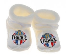 Chausson bébé Flag France design 1 de couleur Blanc