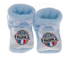 Chausson bébé Flag France design 1 de couleur Bleu