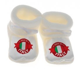 Chausson bébé Made in Italie design 1 de couleur Blanc