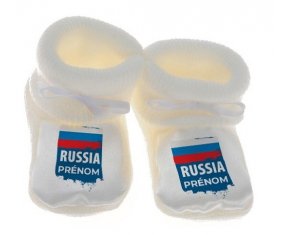 Chausson bébé Drapeau Russia avec prénom