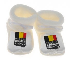 Chausson bébé Made in Belgium design 1 de couleur Blanc