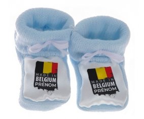 Chausson bébé Made in Belgium design 1 de couleur Bleu