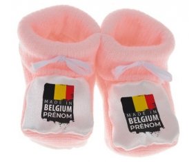 Chausson bébé Made in Belgium design 1 de couleur Rose