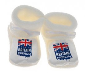 Chausson bébé Made in Britain design 1 de couleur Blanc