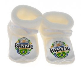 Chausson bébé Flag Brazil de couleur Blanc