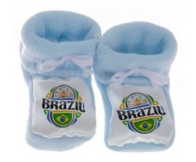 Chausson bébé Flag Brazil de couleur Bleu