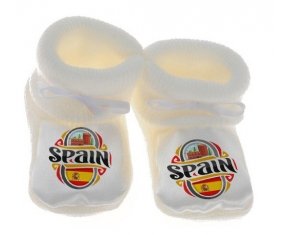 Chausson bébé Flag Spain de couleur Blanc