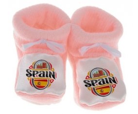 Chausson bébé Flag Spain de couleur Rose