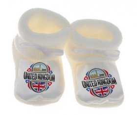 Chausson bébé Flag United Kingdom de couleur Blanc