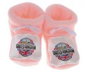 Chausson bébé Flag United Kingdom de couleur Rose