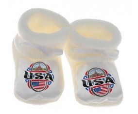 Chausson bébé Flag USA de couleur Blanc