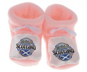 Chausson bébé Flag Scotland de couleur Rose