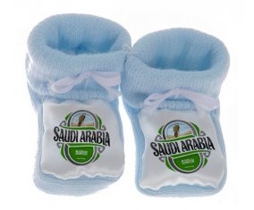 Chausson bébé Flag Saudi Arabia de couleur Bleu