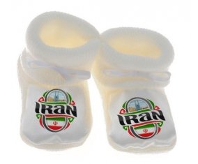 Chausson bébé Flag Iran de couleur Blanc