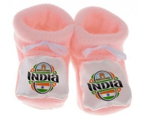 Chausson bébé Flag India de couleur Rose