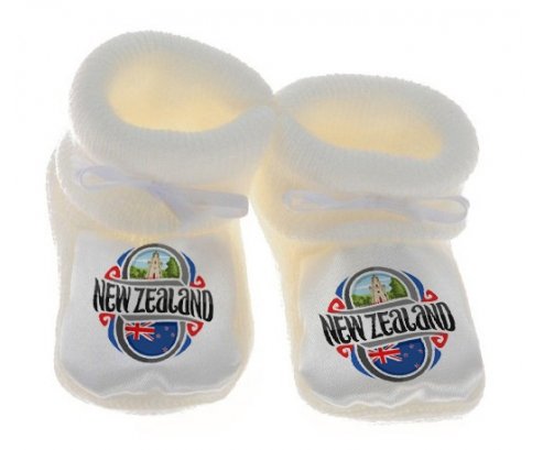 Chausson bébé Flag New Zeland de couleur Blanc
