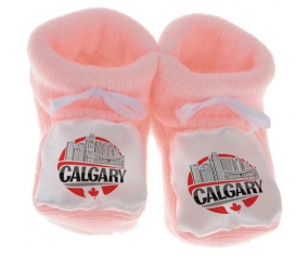 Chausson bébé Ville de Calgary de couleur Rose