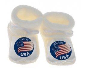 Chausson bébé Made in USA de couleur Blanc