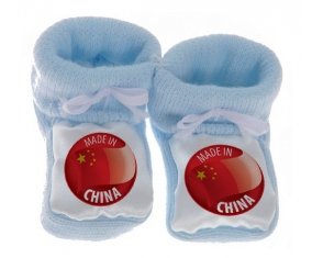Chausson bébé Made in CHINA de couleur Bleu