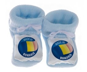 Chausson bébé Made in ROMANIA de couleur Bleu