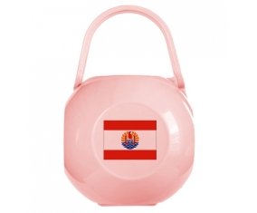 Boîte à sucette Drapeau Polynésie française de couleur Rose