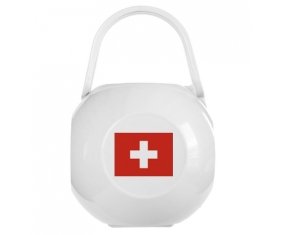 Boîte à tétine Drapeau Suisse de couleur Blanche