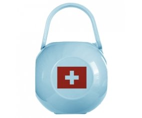 Boîte à tétine Drapeau Suisse de couleur Bleue