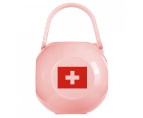 Boîte à tétine Drapeau Suisse de couleur Rose