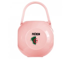 Boîte à sucette Drapeau effet pinceau Algérie avec prénom de couleur Rose