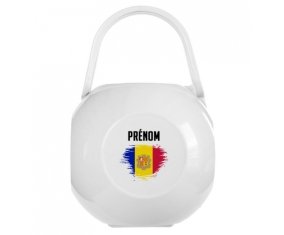 Boîte à sucette Drapeau effet pinceau Andorre avec prénom de couleur Blanche