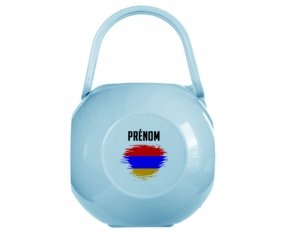 Boîte à sucette Drapeau effet pinceau Arménie avec prénom de couleur Bleue