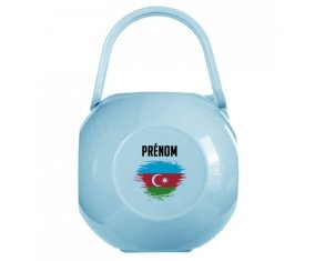 Boîte à sucette Drapeau effet pinceau Azerbaïdjan avec prénom de couleur Bleue