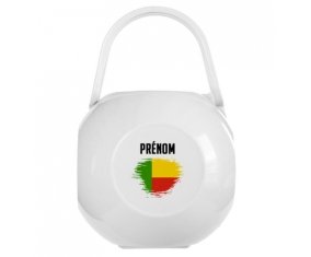Boîte à sucette Drapeau effet pinceau Bénin avec prénom de couleur Blanche