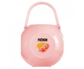 Boîte à sucette Drapeau effet pinceau Bhoutan avec prénom de couleur Rose