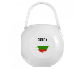 Boîte à tétine Drapeau effet pinceau Bulgarie avec prénom de couleur Blanche