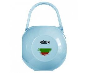 Boîte à tétine Drapeau effet pinceau Bulgarie avec prénom de couleur Bleue