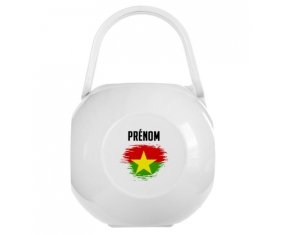 Boîte à sucette Drapeau effet pinceau Burkina Faso avec prénom de couleur Blanche