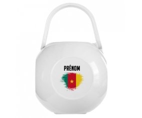 Boîte à sucette Drapeau effet pinceau Cameroun avec prénom de couleur Blanche
