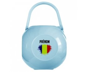Boîte à sucette Drapeau effet pinceau Tchad avec prénom de couleur Bleue
