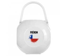 Boîte à tétine Drapeau effet pinceau Chili avec prénom de couleur Blanche