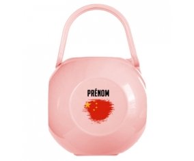Boîte à sucette Drapeau effet pinceau Chine avec prénom de couleur Rose