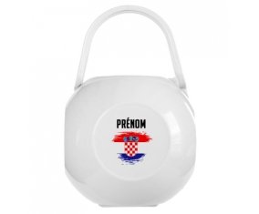 Boîte à sucette Drapeau effet pinceau Croatie avec prénom de couleur Blanche