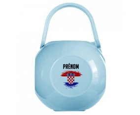 Boîte à sucette Drapeau effet pinceau Croatie avec prénom de couleur Bleue